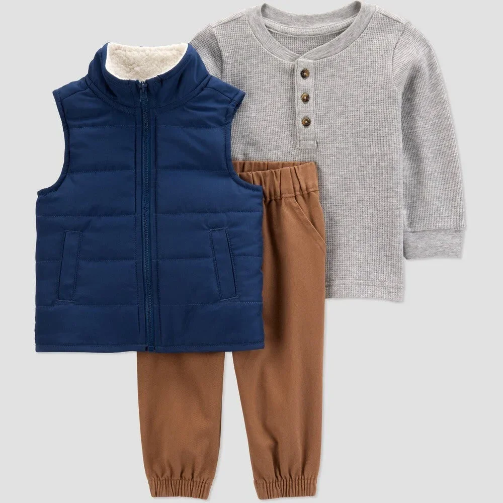 Carter's Baby Boys' 3pc Top & Bottom Vest Set -Newborn